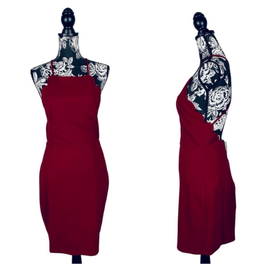 NWT Lush Pitaya maroon strappy bodycon dress size large